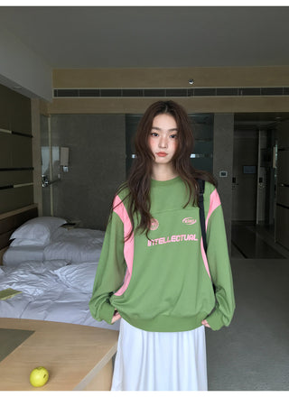 contrast patch sweater