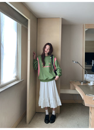 contrast patch sweater
