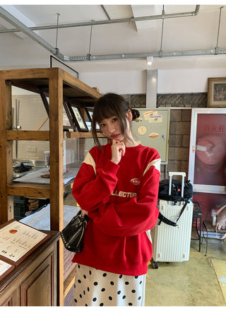 contrast patch sweater