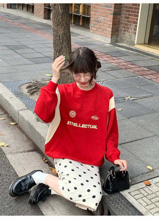 contrast patch sweater
