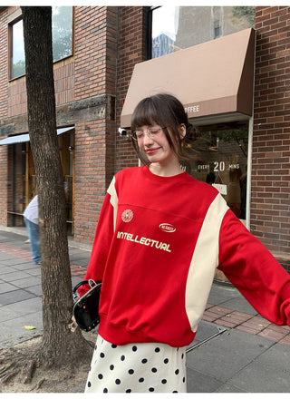 contrast patch sweater
