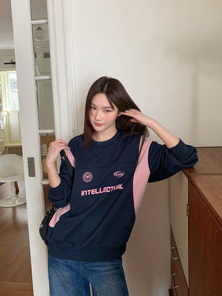 contrast patch sweater