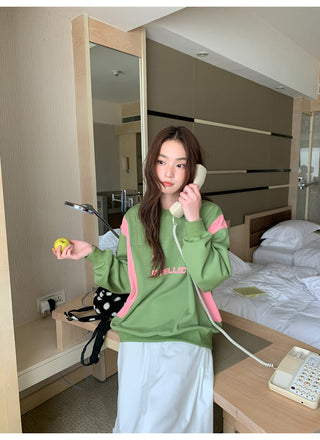 contrast patch sweater