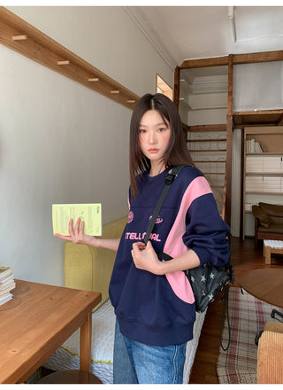 contrast patch sweater