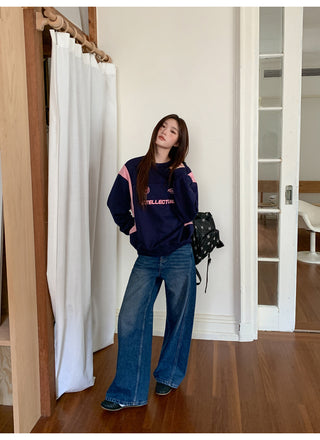 contrast patch sweater