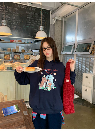 cartoon print hoodie