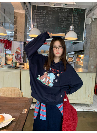 cartoon print hoodie