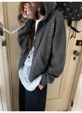 rhinestone hooded jacket