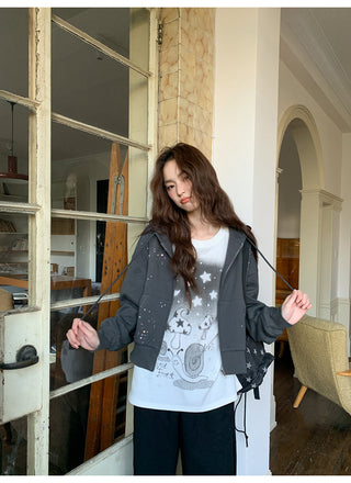 rhinestone hooded jacket