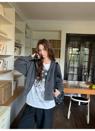 rhinestone hooded jacket