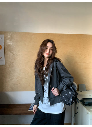 rhinestone hooded jacket