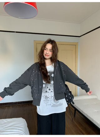 rhinestone hooded jacket