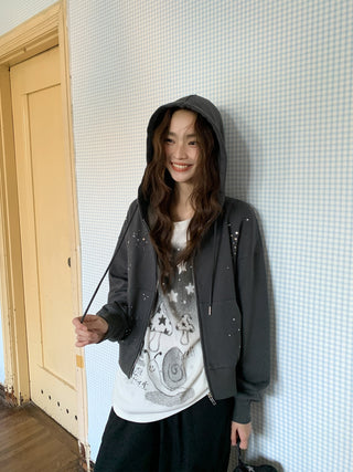 rhinestone hooded jacket