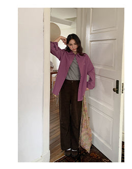 embroidered lapel shirt