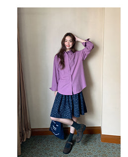 embroidered lapel shirt