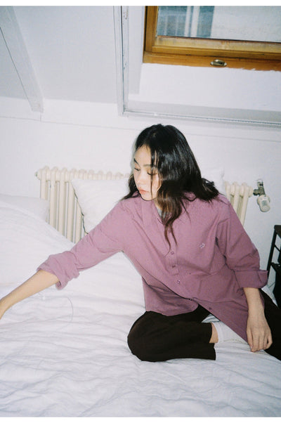 embroidered lapel shirt