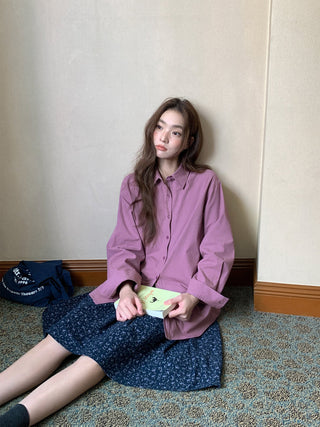 embroidered lapel shirt