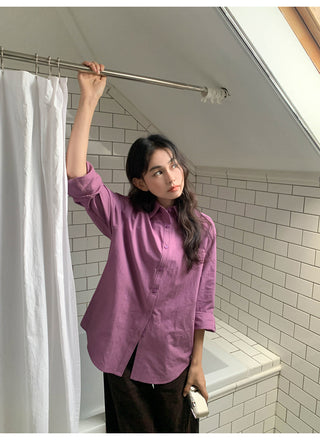embroidered lapel shirt