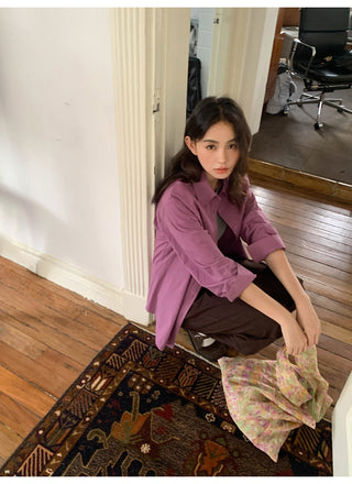 embroidered lapel shirt