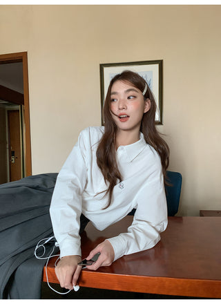 embroidered lapel shirt