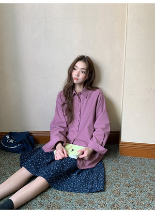 embroidered lapel shirt