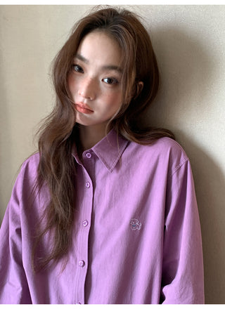 embroidered lapel shirt