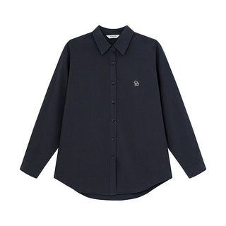 embroidered lapel shirt