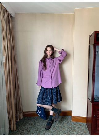 embroidered lapel shirt