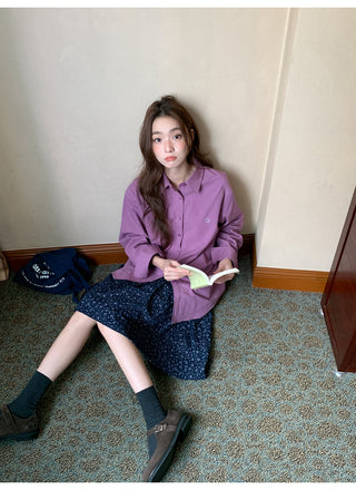 embroidered lapel shirt