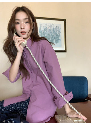 embroidered lapel shirt