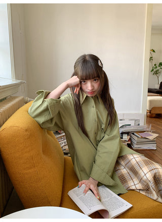 embroidered lapel shirt