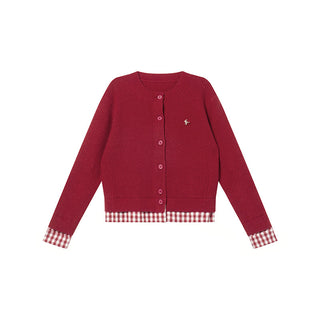plaid knit cardigan