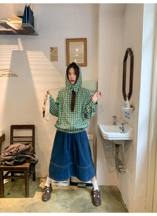 green plaid hoodie
