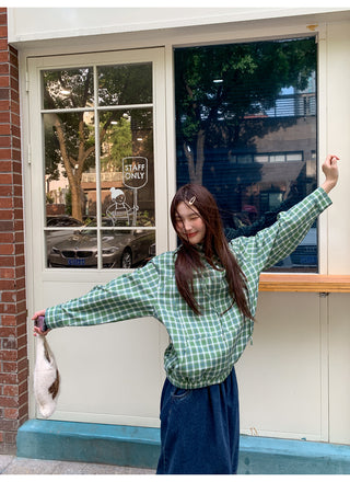 green plaid hoodie