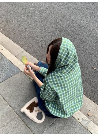 green plaid hoodie