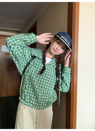 green plaid hoodie