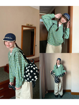 green plaid hoodie