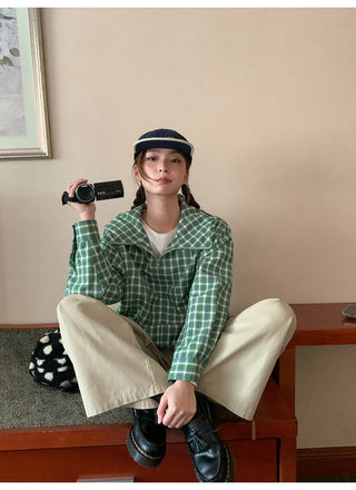 green plaid hoodie