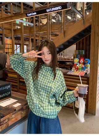 green plaid hoodie