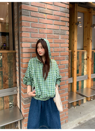 green plaid hoodie
