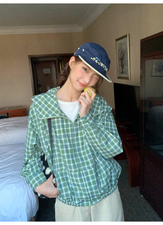 green plaid hoodie