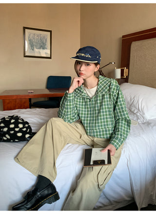 green plaid hoodie