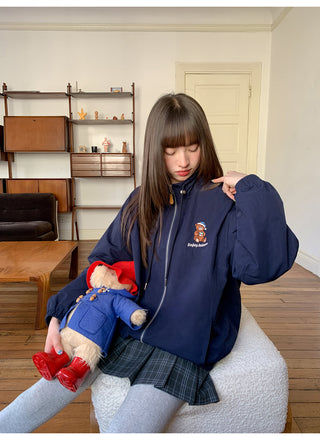 plaid embroidered coat