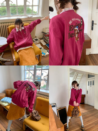 plaid embroidered coat