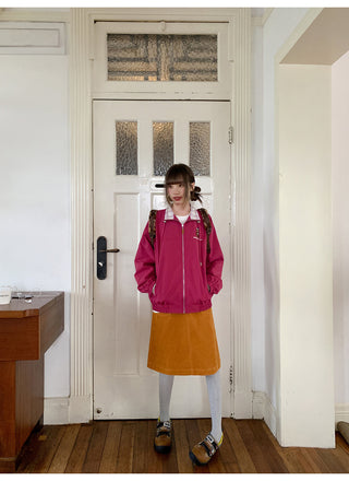 plaid embroidered coat