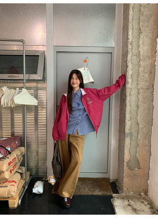 plaid embroidered coat