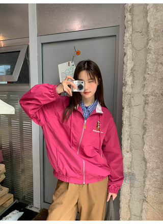 plaid embroidered coat