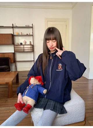 plaid embroidered coat