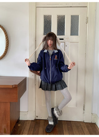 plaid embroidered coat