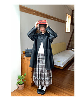 raglan leather coat